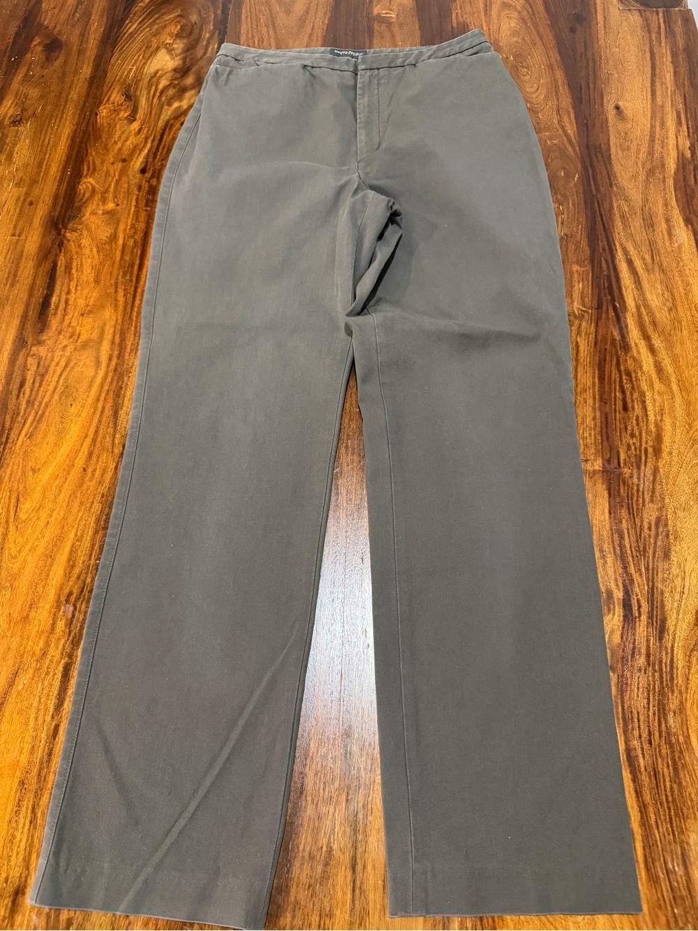 Banana Republic Straight Stretch Trousers 12L Brown Gray Cotton Career Pants
